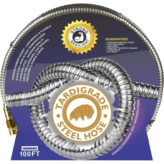 Tardigrade Steel Hose - 100 FT metal garden hose - 304 Stainless Steel Water Hose 100FT