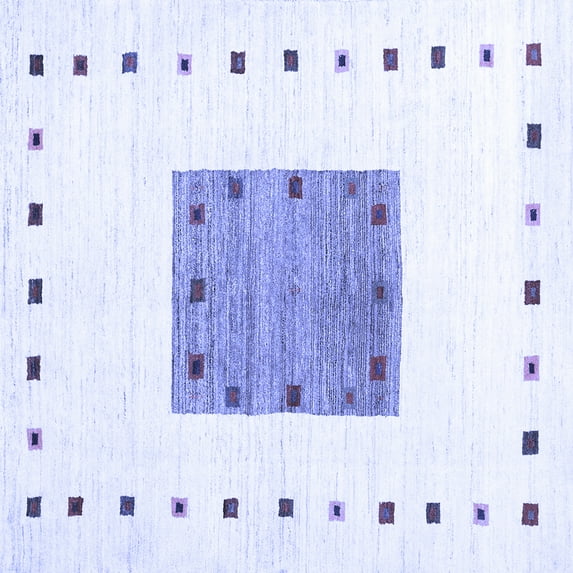 Ahgly Company Machine Washable Indoor Square Solid Blue Modern Area Rugs, 5' Square