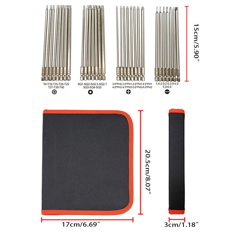 Long Screwdriver Bit Set with 1/4" Hex Shank Drill Screw Driver Bits Power Tools Kit Tool Steel 4 Types Screwdriver Bits