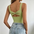 thumbnail image 7 of Women's Workout Sleeveless Cami Vest Square Neck Built in Padded Bra Tank Top Slim Fit Back Twist Cutout Gym Shirts Soft Layering Tops Green, 7 of 7