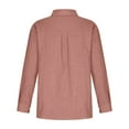 thumbnail image 4 of Aobny Collared Work Tops Button Up Long Sleeve Red Women Tops Linen Blouse Women's Tops, Tees & Blouses,XXL, 4 of 5