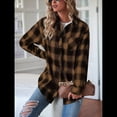 thumbnail image 4 of Camisas de Franela con Botones para Mujer, Camisas A Cuadros de Larga, Blusa Informal de Negocios Caqui M, 4 of 7