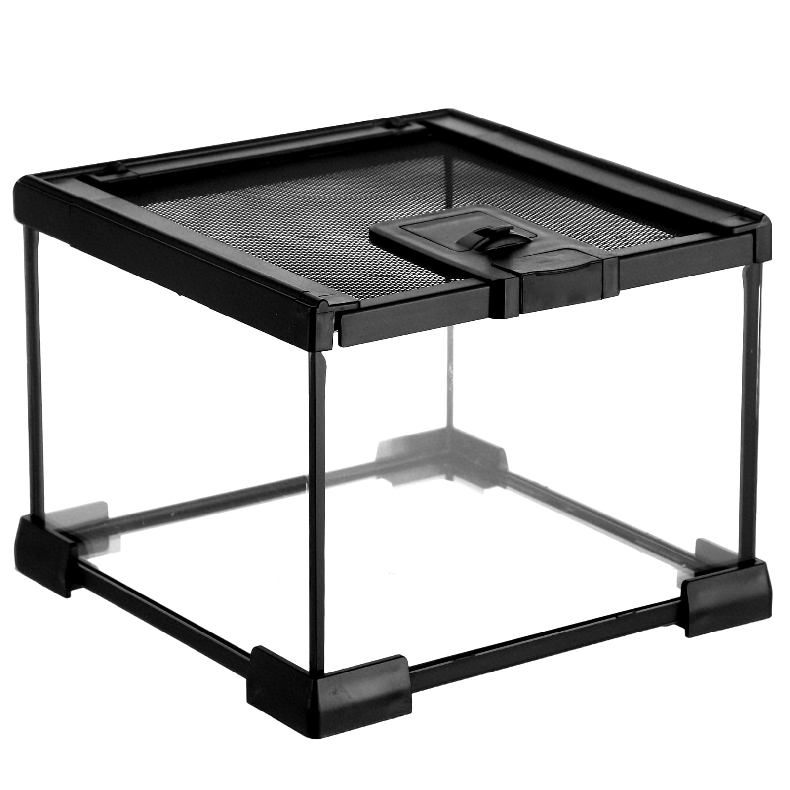 Mini Reptile Glass Terrarium 7.9 x 7.9 x 5.7", Full View Rainforest Vivarium Tank, Stackable Amphibian Enclosure Cage for Turtles, Geckos, Frogs, Hermit Crabs, No Installation Needed