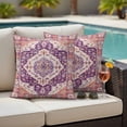 thumbnail image 4 of Orange Purple Boho Outdoor Waterproof Pillow Covers, Ethnic Geometric Southwest Decorative Square Throw Pillowcase Sofa Cushion Sham for Patio/Couch/Chair, 16"x16" 2 Pack, 4 of 8