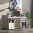 thumbnail image 1 of Bureau d'Ordinateur de Bureau, Table de Travail de Bureau avec Plateau Clavier, Blanc, 1 of 8