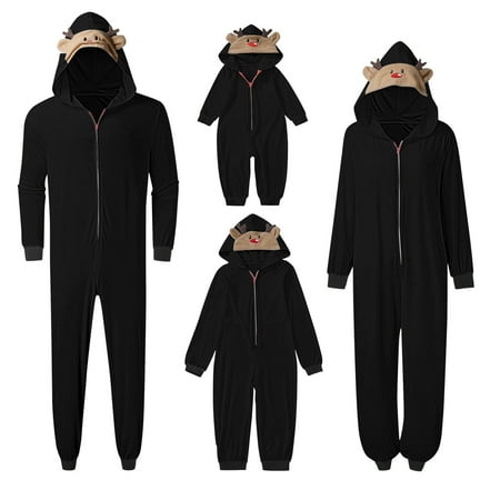 

KEUSN Family Matching Christmas Pajamas Set Sleepwear Jumpsuit Hoodie with Hood Matching Holiday PJ s for Family