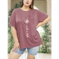 thumbnail image 6 of XCHQRTI Plus Size Dandelion Shirt Women's Oversized Graphic Tshirts Short Sleeve Loose Tee Tops, 6 of 8