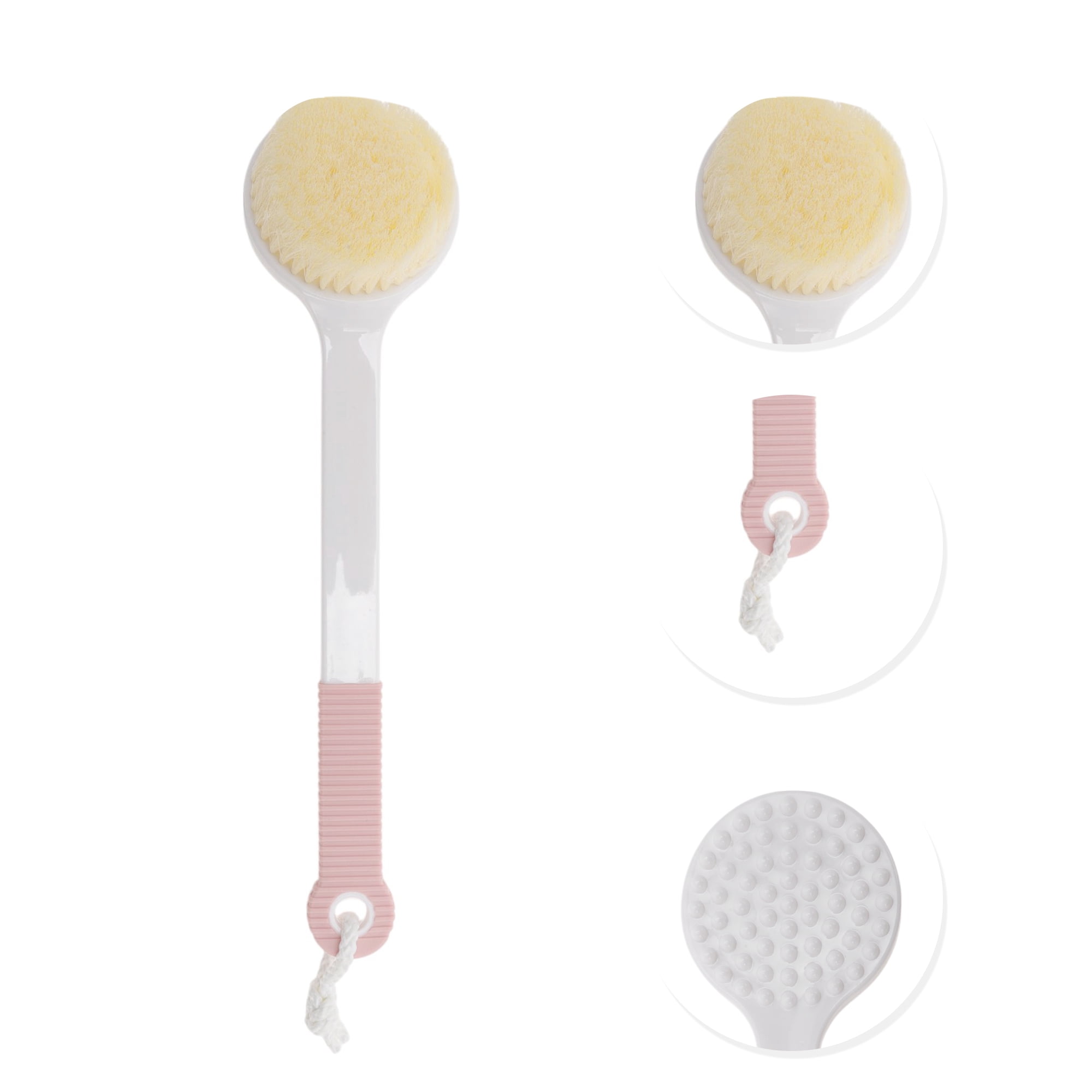 Unique Bargains Anti-slip Long Handle Bath Brush 1 Pc Pink