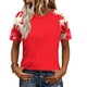 thumbnail image 1 of Mujeres manga corta Tops casual fuera del hombro Raglan impresión blusa, moda primavera verano top para diario, 1 of 8