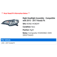 thumbnail image 2 of Right Headlight Assembly - Compatible with 2015 - 2017 Honda Fit 2016, 2 of 2