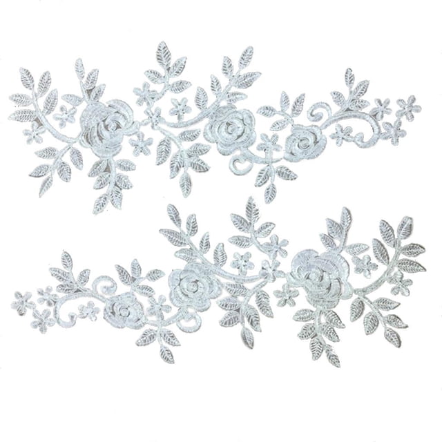 2 apliques de pa cuello vintage, manualidades de costura pa boda, 3 Zulema Apliques de encaje blanco