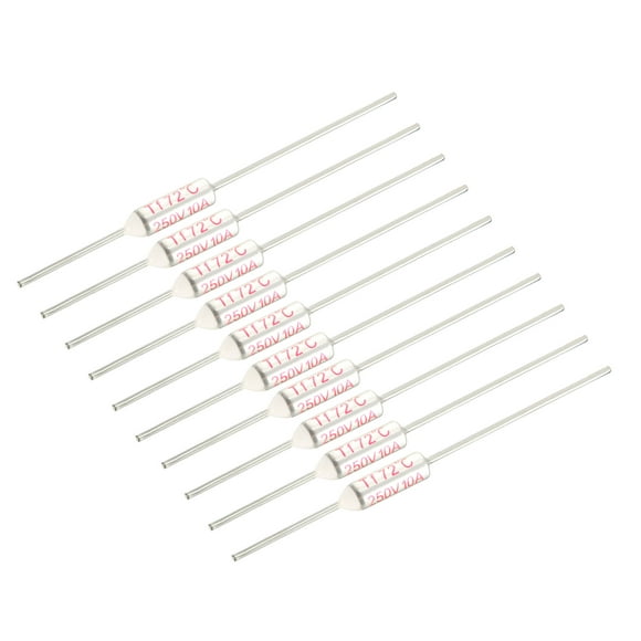 Unique Bargains 250V 10A 72℃ Celsius Circuit Cut Off Temperature Thermal Fuse 10 Pcs