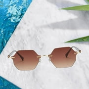 Rimless Sunglasses Girls Protective Eyewear - Gradient Brown