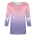 thumbnail image 5 of Womens Fall Clothes with Bows, 3/4 Sleeve Shirts for Women Fashion Loose Fit Ombre Tie Dye Crewneck T-Shirts, 5 of 5