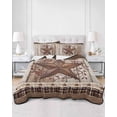 thumbnail image 2 of Quilts Queen Size Bedding Set, Texas Star Vintage Reversible Summer Quilt 3 Pieces, Brown Retro Art Red Berry Wooden Lightweight Bedspreads Coverlets with 2 Pillow Shams for All Seasons, 2 of 5