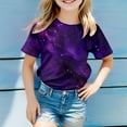 thumbnail image 2 of Tfken Toddler Girl Kids T-Shirts Crew Neck Short Sleeve Tops Cosmic Starry Night Print Comfortable Quick Dry Girls Tee White Size 3-4 Years, 2 of 4