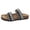 Black, variant on Rokment Ethletic Cork Footbed Slides Sandals for Women 2026 Boho Beach Summer Wide Feet Handmade Woven Fringe Orthopedic Platform Wedge Walking Slip on Dress Flat Black Size 9