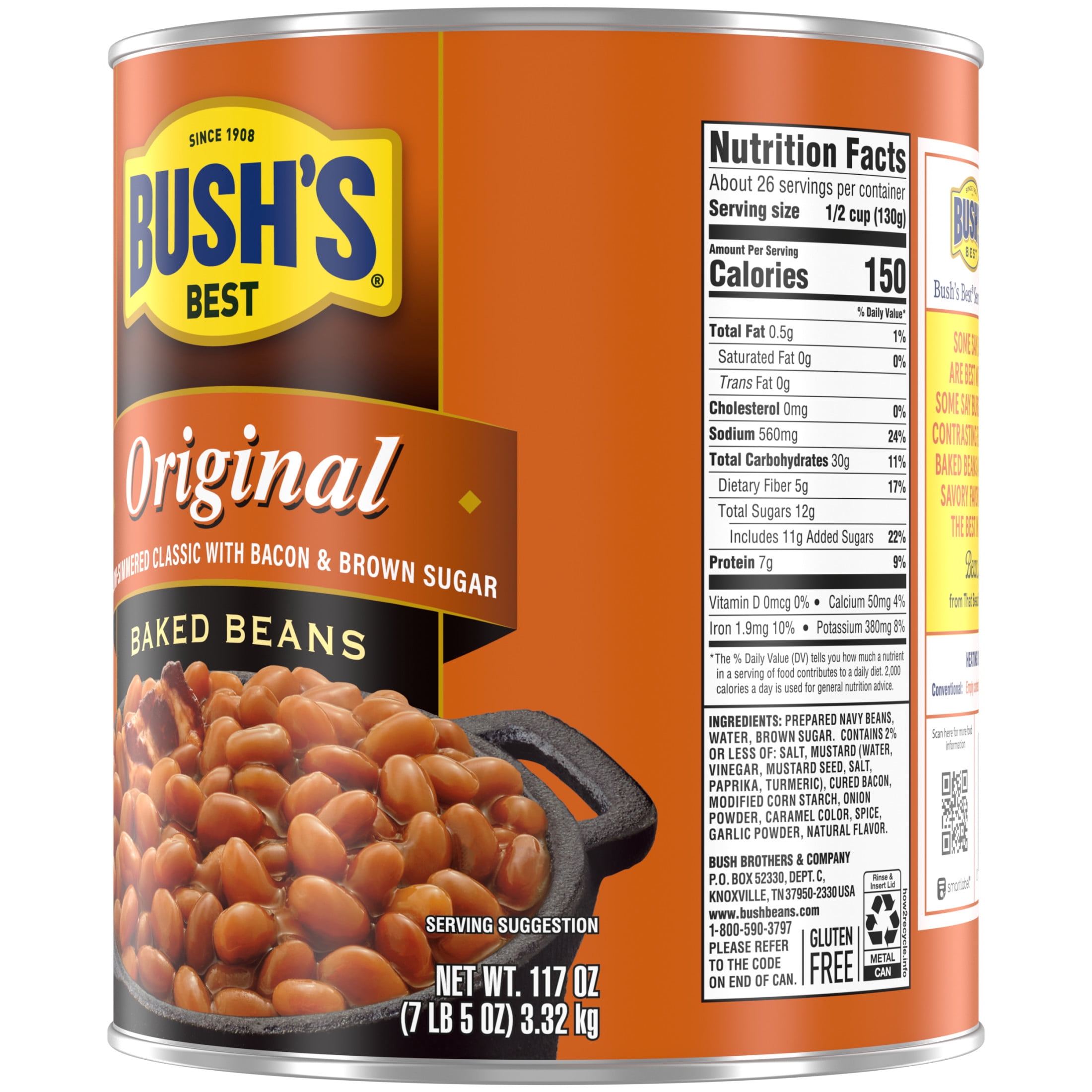 Bush's Original Baked Beans, Canned Beans, 117 oz Can