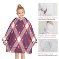 thumbnail image 6 of Red and Blue Star Argyle Pattern Blanket Hoodies for Kids 6-13YR Oversize Wearable Blanket Hoodies for Boys Girls Teens, 6 of 7