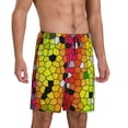 thumbnail image 6 of Mens Pajama Shorts, Colorful Tie Dye Stained Glass 1 Sleep Shorts Men Pajama Bottoms Lounge PJ Shorts with Pockets, 6 of 6