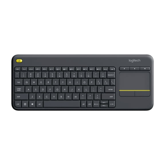 Logitech K400 plus multimedia wireless touch keyboard android smart TV office touchpad, Logitech K400 PLUS BLACK