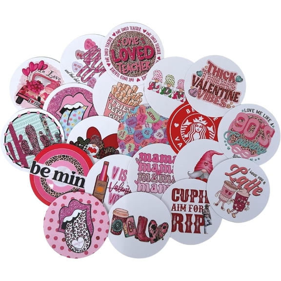 Valentines V-Day Car Freshie Cardstock Cutout Rounds 2 in  12 pk Mixed for Scented Aroma Bead Bake with Silicone Mold for Car Freshie Designs Hearts Love Cupid Conversation Heart