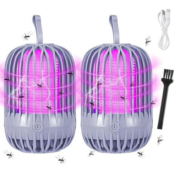 2 Pack Bug Zapper Indoor with LED Light Mosquito Zapper Electric Fly Insects Killer Portable Camping Mosquito Bug Trap Outdoor for Home Bedroom Patio