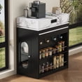 thumbnail image 4 of Extendable Dining Table with Folding Tabletop, Bar Table with Drawers and Power Outlet, Kitchen Island with Wheels and Hooks, Sideboard for Kitchen and Dining Room,Black, 4 of 21