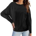 thumbnail image 2 of Gibobby Sudadera de mujer Sudadera de manga larga con cuello redondo para mujer(Negro,XG), 2 of 5