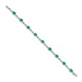 thumbnail image 2 of 14k White Gold Bracelet Gemstones Fancy May Women's Emerald Oval 5 mm 7 in Diamond and, 2 of 2