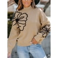 thumbnail image 5 of CUPSHE Women's Floral Embroidery Turtleneck Long Sleeve Sweater, Sizes S-XL, 5 of 7