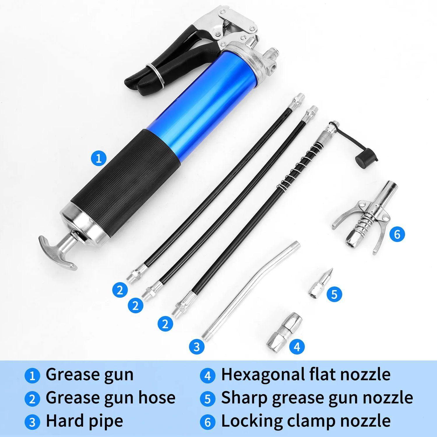 LiteBee Mini Pistol Grip Grease Gun Kit Professional 7000 PSI+18" Flex Hose for Car Boat 14oz Capacity