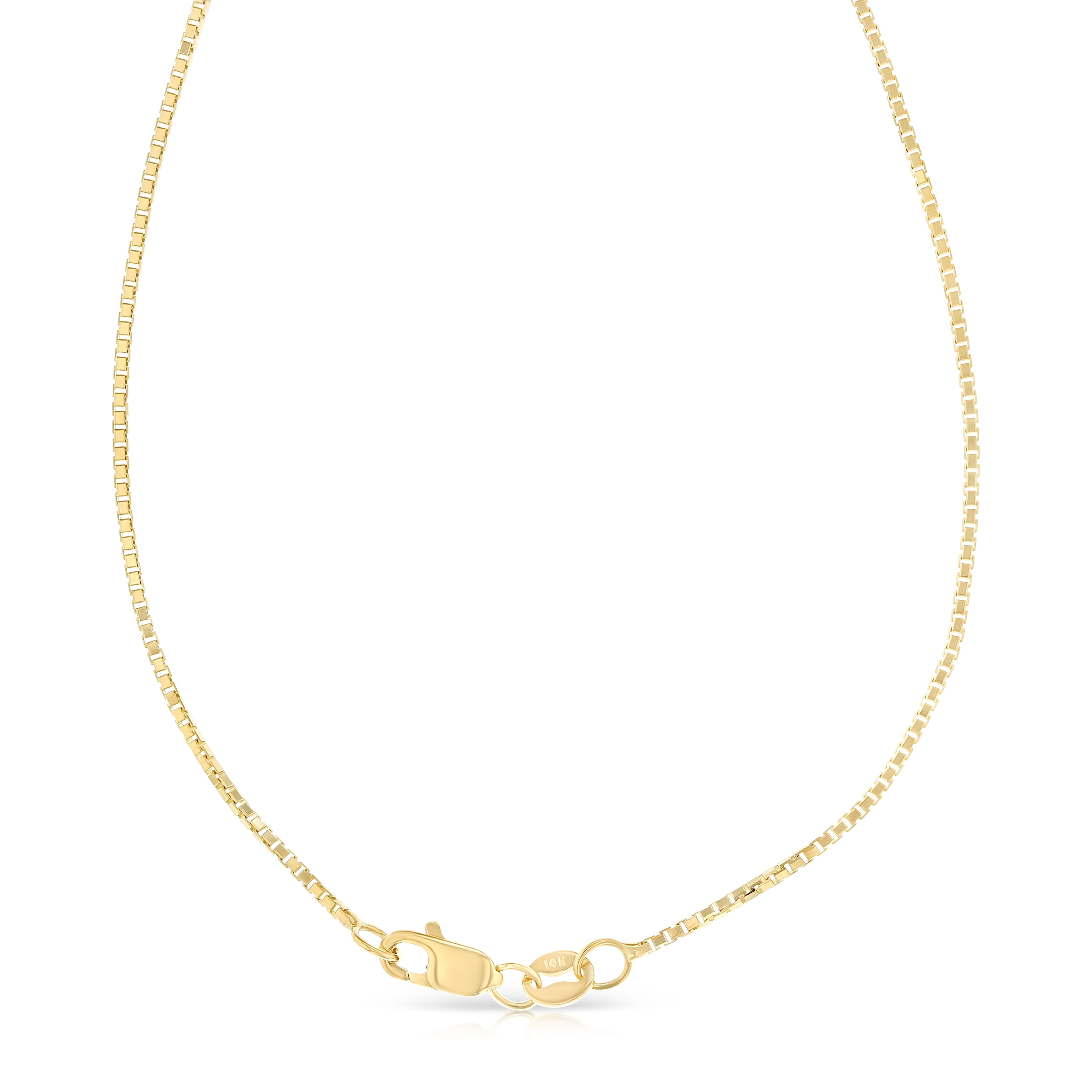 Ioka - 14K Yellow Solid Gold 1mm Box Chain Necklace with Lobster Clasp - 24"