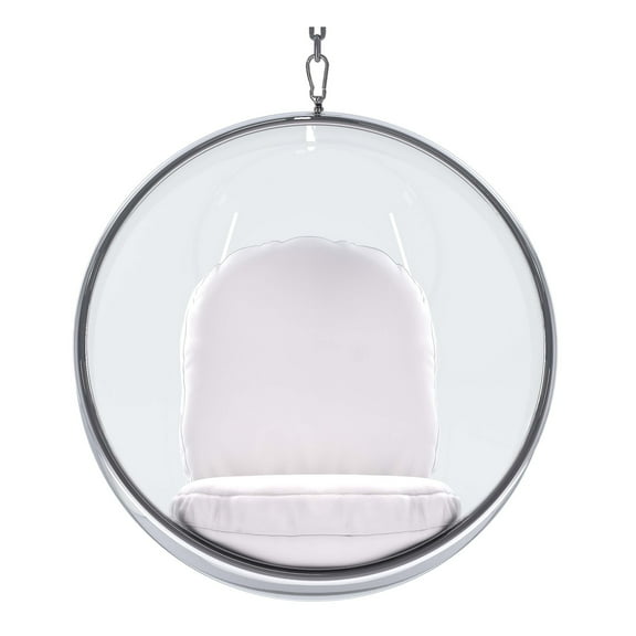 Modholic Hanging Bubble Chair, White Cushions