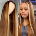 thumbnail image 3 of Cheveux Droits Humains Perruque Marron pour Femmes Cheveux Longs avec Perruque Pré-Plumée, 3 of 6