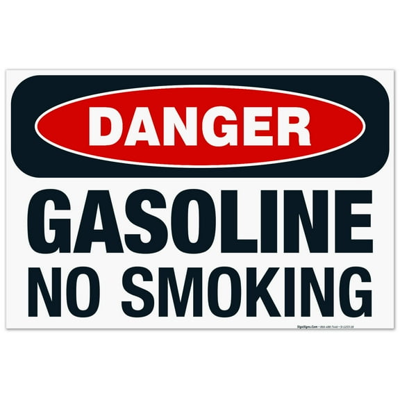 Danger Gasoline No Smoking Sign, OSHA Danger Sign, 24x36 Corrugated Plastic