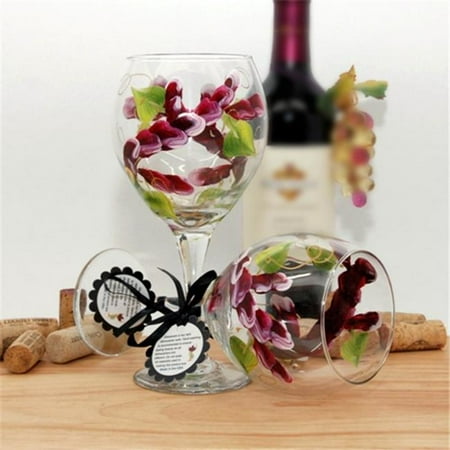 Floral Painted Glass - Judi Painted it WA-BW Floral Wrap Around Painted Glass, Berry Wine