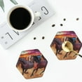 thumbnail image 4 of Honeii a herd of horses Print Leather Coaster Set of 4, Ideal for Safeguarding Your Furniture from Drinks Spills and Effortless cleanup-Hexagon, 4 of 6