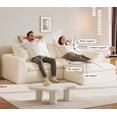 thumbnail image 4 of YVDNHP 91" L Shaped Couc, Modular Sectional Sofa, Boneless 2 Seater Deep Seat Sofa with Ottoman, Comfy Plush Flannel Fabric, for Living Room, Apartment, Office, No Assembly Required, White, 4 of 9