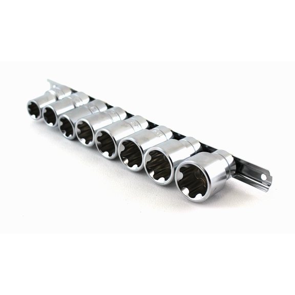 TEMO 8 pc Torx Plus 18-32EP Socket 1/2 Inch (12.7 mm) Square Drive Auto Repair Impact Ready Tool
