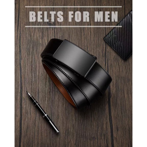 Zitahli Men's Hidden Inner Slide Ratchet Belt, Inward Track Leather Automatic Belt, Trim to Fit Dress Casual Men's Accessory, Perfect Father's Day Gift
