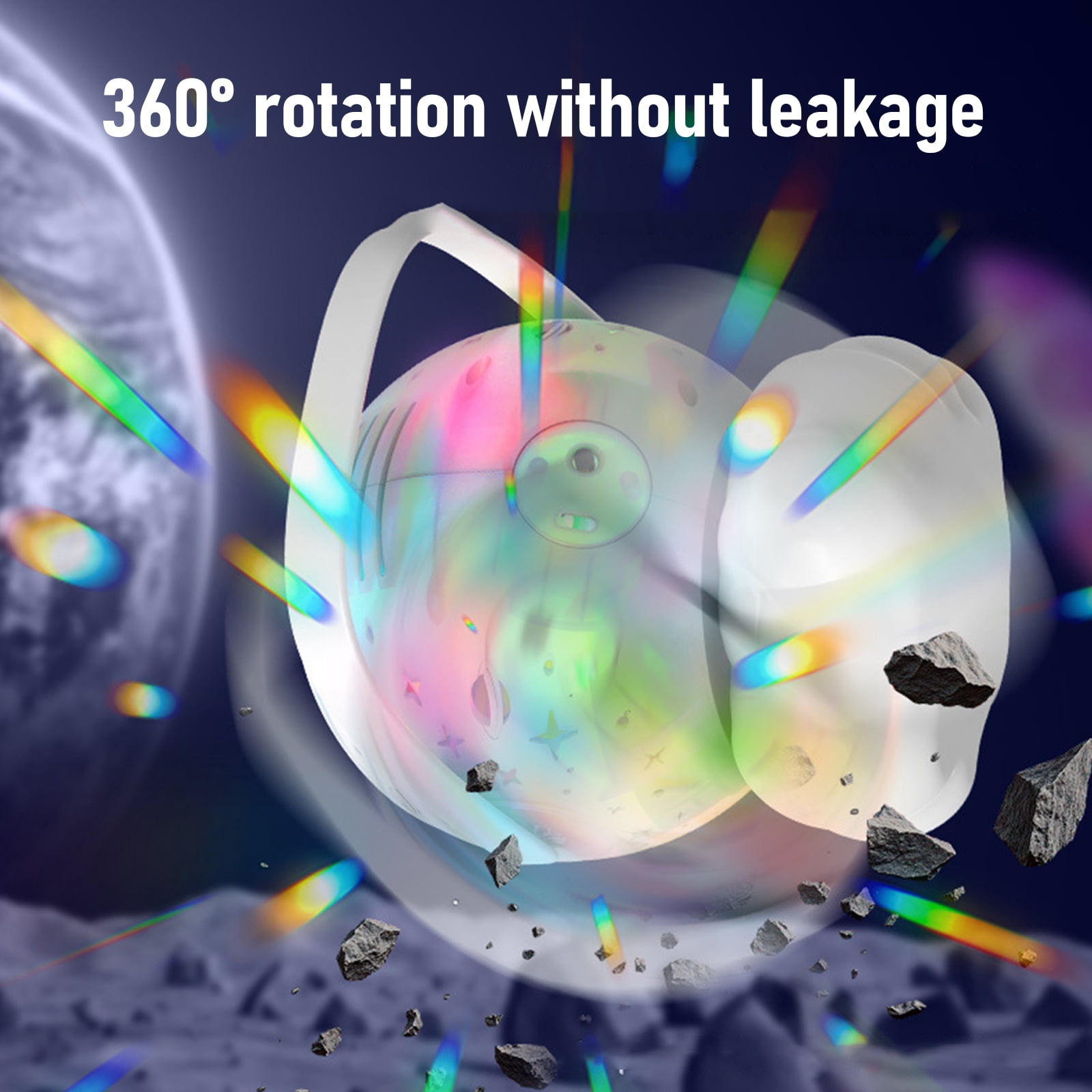 2-in-1 Galaxy Projector Bubble Machine with 100ml Bubble Concentrate, Charging Cable, Rotating Handheld Design with Light, Outdoor, Party, Wedding