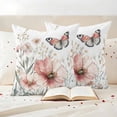 thumbnail image 3 of Spring Flower Pillow Covers 2 Pack Vintage Cosmos Leaf Butterfly Pastoral Pillowcase Waterproof Outdoor Throw Pillow Cover for Patio Garden Square Cushion 20”x20”, 3 of 9