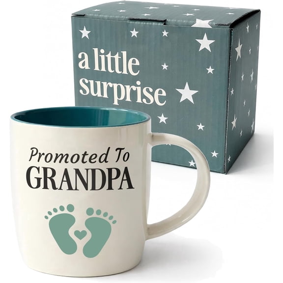Triple Gifffted Promoted to New Grandpa to Be Coffee Mug, First Time Grandparent Pregnancy Announcement Gift Idea, Baby Reveal Surprise, Christmas Day, Est 2026, 13oz Ceramic