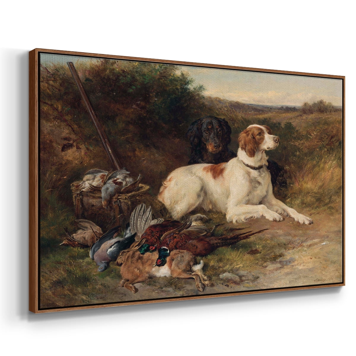Vintage Animal Print-XIV By Wexford Home Framed in Walnut Wood Gallery Wrapped Canvas 17 in. x 25 in.