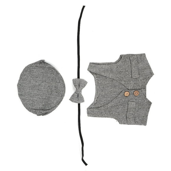 Conjunto de ropa de fotografía infantil con chaleco de tres piezas para bebés de 0 a 1 mes (blanco y negro)