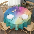 thumbnail image 3 of Colorful Wave Pattern Round Tablecloth 60"x60",Wrinkle Wipeable Table Cloth for Kitchen Dining Room Picnic Patio Party, 3 of 6