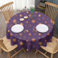 thumbnail image 3 of Purple Sun Star Circle Pattern Round Tablecloth 60"x60",Wrinkle Wipeable Table Cloth for Kitchen Dining Room Picnic Patio Party, 3 of 6