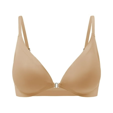 HCURIBAD Wireless Bras Clearance! Women s Sexy Triangle Bralette Comfort Full Coverage Bra Front Close Deep V Seamless Wireless Adjustable Bras Seamless Bra Backless Bra Bras for Women Gold M