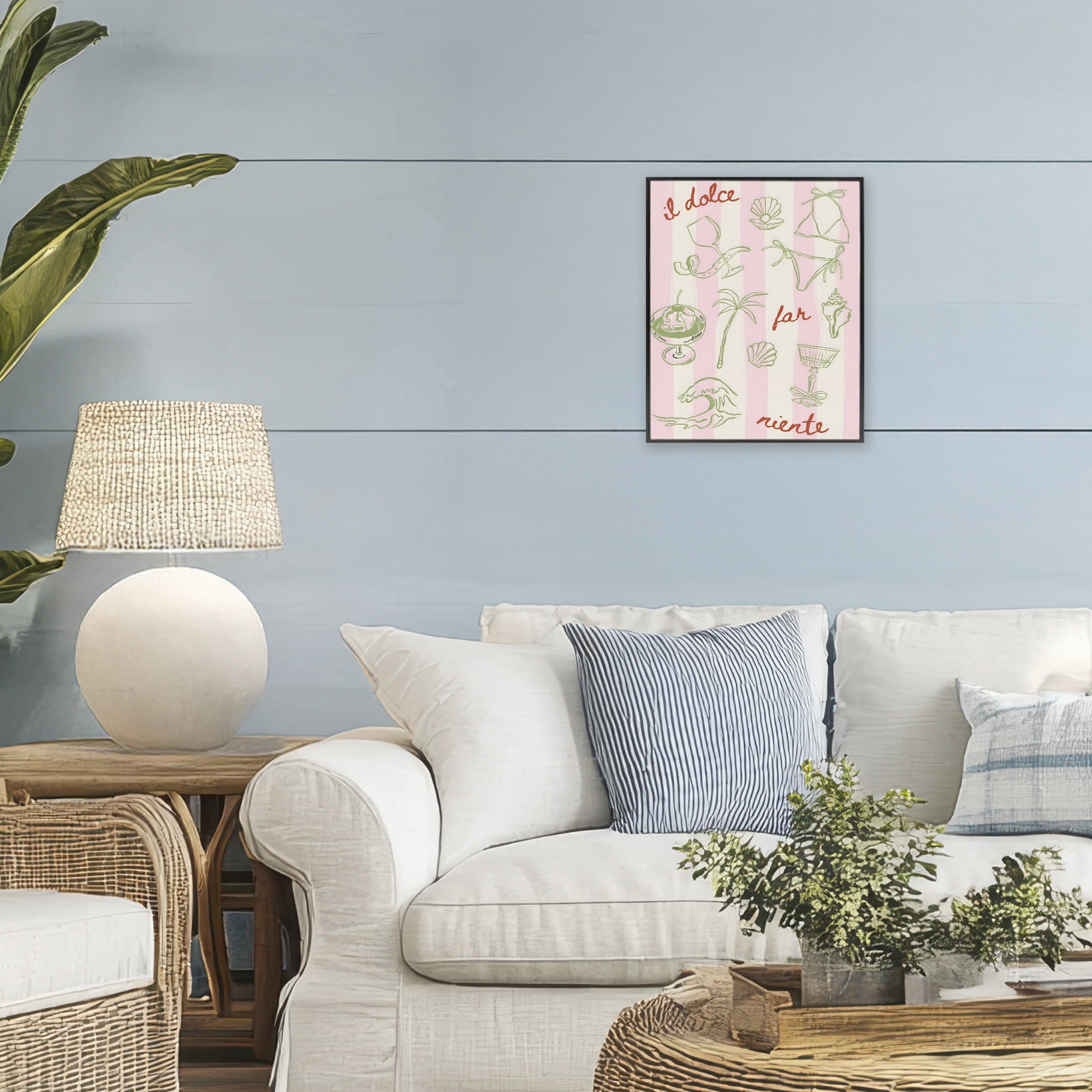 Stupell Industries Il Dolce Far Niente Beach Saying Black Framed Giclee Art, design by The Prints Vibe